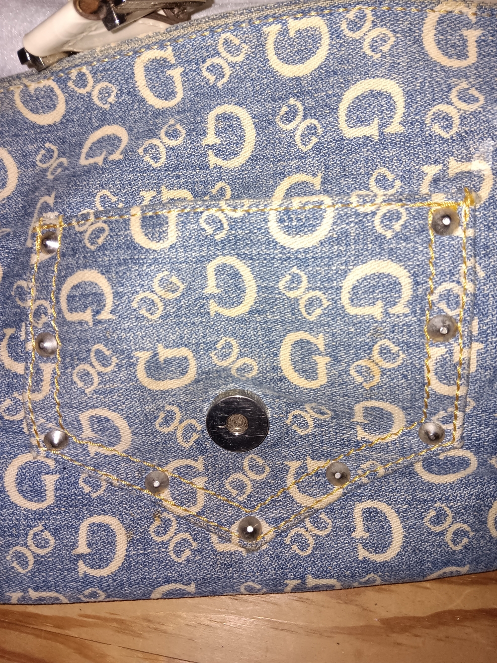 Guess Denim Monogram Shoulder Bag - Picture 3 of 6